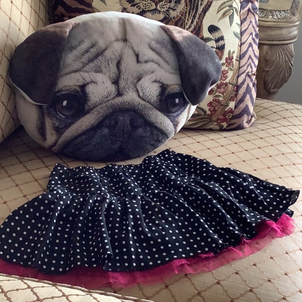 Polka dot skort black pink shorts under size 12 girls. Crinoline underne…